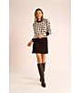 Vince Camuto Houndstooth Round Neck Long Sleeve Sweater, Color:Rich Black - Image 6