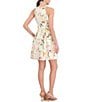 Color:Blush - Image 2 - Jacquard Floral Print Halter Neck Sleeveless Fit and Flare Pocketed Dress