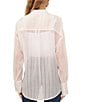 Color:Ultra White - Image 2 - Jacquard Gauze Point Collar Long Cuffed Sleeve Button Front Shirt