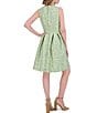 Vince Camuto Jacquard Round Neck Sleeveless Fit and Flare Dress, Color:Green Multi - Image 2