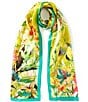 Vince Camuto Jungle Bloom Silk Oblong Scarf, Color:Lime Multi - Image 1