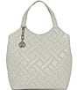 Color:Mint - Image 1 - Kisho Quilted Leather Tote Bag