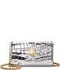 Vince Camuto Kisho Silver Metallic Croco Wallet on Chain Crossbody Bag, Color:Silver Metallic Croco - Image 1