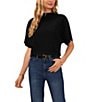 Vince Camuto Knit Cowl Neck Short Sleeve Blouse, Color:RICH BLACK - Image 1