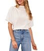 Color:Ultra white - Image 1 - Knit Cowl Neck Short Sleeve Blouse