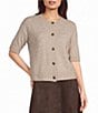 Vince Camuto Knit Crew Neck Short Sleeve Big Button Front Cardigan - Image 5