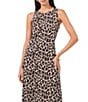 Vince Camuto Knit Leopard Crew Neck Sleeveless Back Keyhole Split Hem Column Midi Dress - Image 3