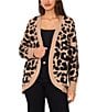 Vince Camuto Knit Leopard Print Drape Open Front Cardigan, Color:Medium Tape Heather - Image 1