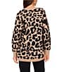 Vince Camuto Knit Leopard Print Drape Open Front Cardigan, Color:Medium Tape Heather - Image 2