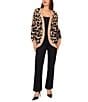 Vince Camuto Knit Leopard Print Drape Open Front Cardigan, Color:Medium Tape Heather - Image 3