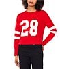 Vince Camuto Knit Number 28 Game Day Round Neck Long Sleeve Sweater, Color:Bright Cherry - Image 1