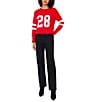 Vince Camuto Knit Number 28 Game Day Round Neck Long Sleeve Sweater, Color:Bright Cherry - Image 3