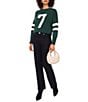 Vince Camuto Knit Number 7 Game Day Round Neck Long Sleeve Sweater, Color:Windsor Moss - Image 3