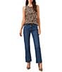Vince Camuto Leopard Knit Crew Neck Sleeveless Back Keyhole Split Hem Blouse - Image 3