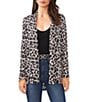 Color:Dark Pewter - Image 1 - Leopard Print Long Sleeve Knit Statement Tunic Cardigan