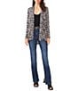 Color:Dark Pewter - Image 3 - Leopard Print Long Sleeve Knit Statement Tunic Cardigan