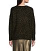 Color:Light Olive - Image 2 - Leopard Print Long Sleeve Crew Neck Sweater