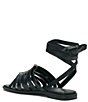 Color:Black - Image 4 - Levelinn Strappy Leather Lace-Up Flat Sandals