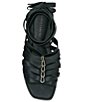 Color:Black - Image 6 - Levelinn Strappy Leather Lace-Up Flat Sandals