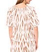 Vince Camuto Linen Blend Printed Square Neckline Short Raglan Sleeve Coordinating Blouse, Color:Argan Oil - Image 2