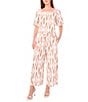 Vince Camuto Linen Blend Printed Square Neckline Short Raglan Sleeve Coordinating Blouse, Color:Argan Oil - Image 3