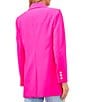 Color:Hot Pink - Image 2 - Long Sleeve Notch Lapel Button Front Relaxed Fit Blazer