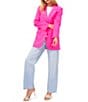 Color:Hot Pink - Image 3 - Long Sleeve Notch Lapel Button Front Relaxed Fit Blazer
