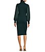 Color:Spruce - Image 2 - Long Sleeve Turtleneck Sheath Sweater Dress
