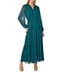 Vince Camuto Long Sleeve Yoryu Tiered Ruffle V Neck Maxi Dress - Image 1