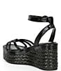 Color:Jet Black - Image 3 - Loressa Knotted Leather Espadrille Wedge Sandals