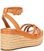 Color:Golden Walnut - Image 2 - Loressa Leather Knotted Espadrille Wedge Sandals