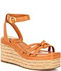 Color:Golden Walnut - Image 1 - Loressa Leather Knotted Espadrille Wedge Sandals
