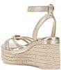Color:Light Gold - Image 4 - Loressa Metallic Leather Knotted Espadrille Wedge Sandals