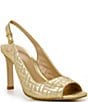 Color:Gold - Image 1 - Lyndon Quilted Metallic Leather Peep Toe Slingback Sandals