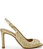 Color:Gold - Image 2 - Lyndon Quilted Metallic Leather Peep Toe Slingback Sandals
