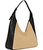 Color:Black - Image 4 - Marza Straw Shoulder Hobo Bag