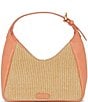 Color:Starfish/Natural - Image 1 - Marza Straw Mini Hobo Bag