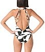 Vince Camuto Midnight Shadow Plunge Neck Shirred One Piece Swimsuit, Color:Black/White - Image 2
