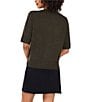 Vince Camuto Mock Neck Short Sleeve Sweater, Color:Dark Olive - Image 2