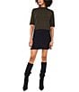 Vince Camuto Mock Neck Short Sleeve Sweater, Color:Dark Olive - Image 3