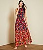 Color:Navy Multi - Image 3 - Floral Print Halter Neck Sleeveless Smocked Waist Tiered Blouson Maxi Dress