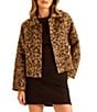 Vince Camuto Mohair Leopard Print Point Collar Long Sleeve Button Front Jacket, Color:Rich Taupe - Image 1