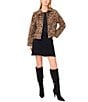 Vince Camuto Mohair Leopard Print Point Collar Long Sleeve Button Front Jacket, Color:Rich Taupe - Image 3