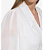 Color:White - Image 3 - Notch Collar Long Sleeve Stretch Crepe Blazer Dress
