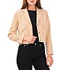 Color:Fall Camel - Image 1 - Notch Lapel Long Sleeve Button Front Cropped Blazer