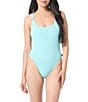 Vince Camuto Ocean Ripple Solid Texture Scoop Neck Open Back One Piece Swimsuit, Color:Oasis - Image 1