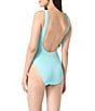 Vince Camuto Ocean Ripple Solid Texture Scoop Neck Open Back One Piece Swimsuit, Color:Oasis - Image 2
