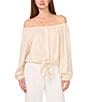 Vince Camuto Off-The-Shoulder Button Down Tie Front Blouse, Color:Turtle Dove - Image 1
