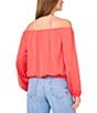 Vince Camuto Off-The-Shoulder Long Sleeve Button Tie Front Blouse, Color:Cayenne - Image 2