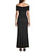 Vince Camuto Off The Shoulder Mesh Floral Sheath Gown, Color:Black Multi - Image 2
